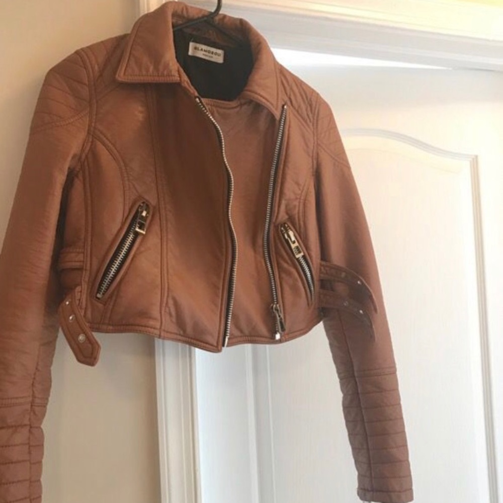 Brown Crop Leather Jacket